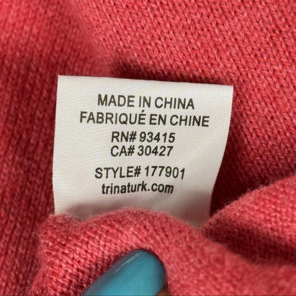 Trina Turk Batwing Sweater Open Drape Sleeve Pink Knit Quiet Luxury Lagenlook XS - Picture 10 of 11